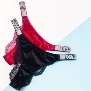 2 Pack Velvet Shine Strap Panty Rhinestone